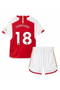 Fotbalové Dres Arsenal Takehiro Tomiyasu #18 Dětské Domácí Oblečení 2023-24 Krátký Rukáv (+ trenýrky)